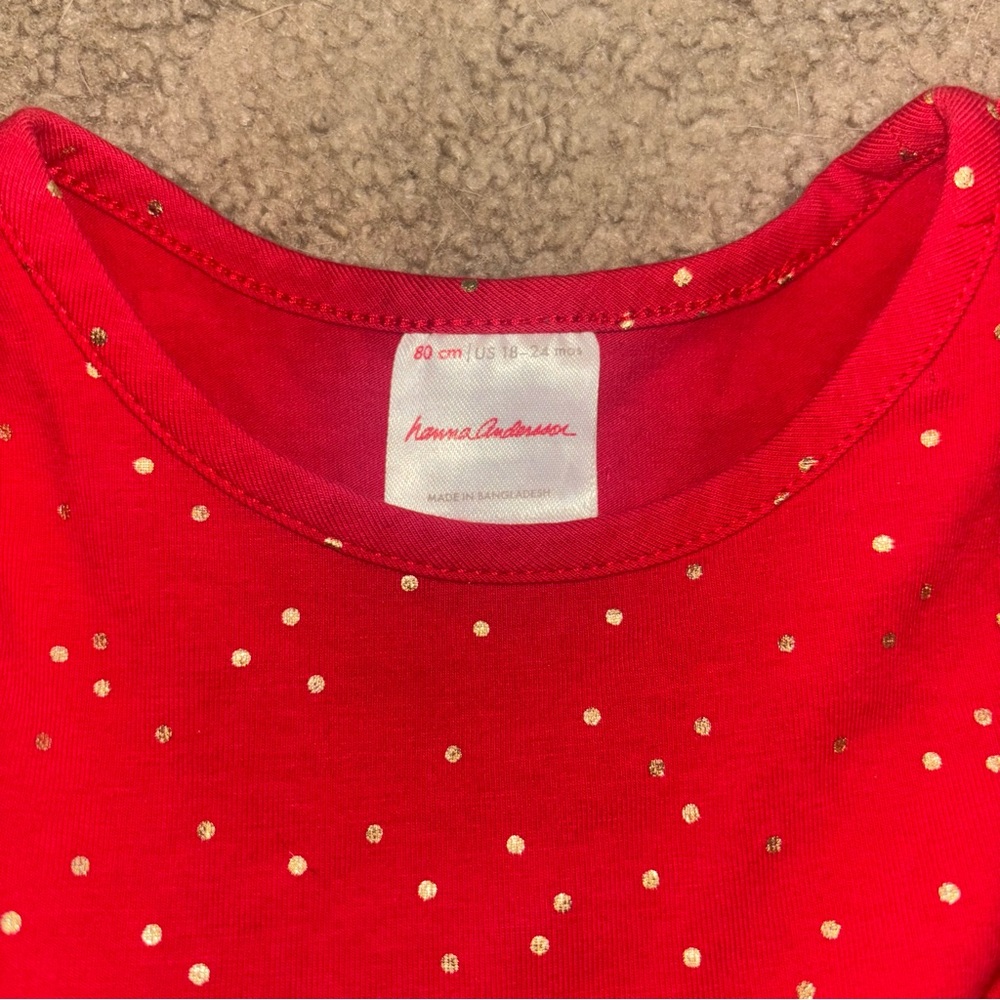 Hanna Andersson Red Starry Long Sleeve Dress, 18-24 months - Picture 2 of 2